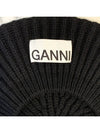 Logo Rib Edge Wool Beret Black - GANNI - BALAAN 5