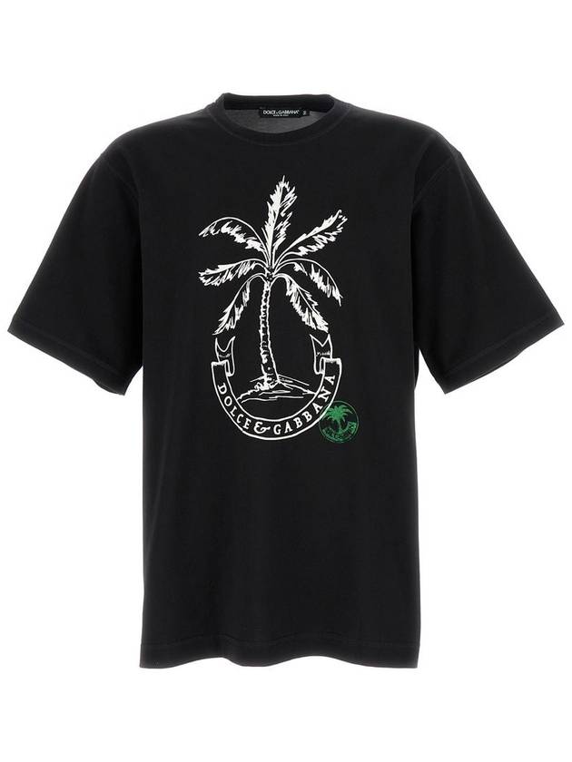 Palm Logo Print Cotton T-Shirt G8PN9TG7K1V - DOLCE&GABBANA - BALAAN 2