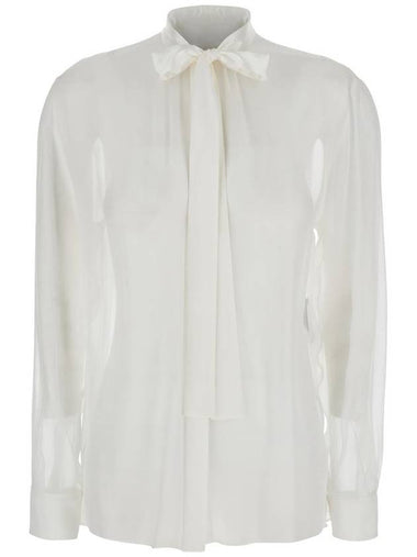 White Shirt With Pussy-Bow Collar In Silk Woman - DOLCE&GABBANA - BALAAN 1