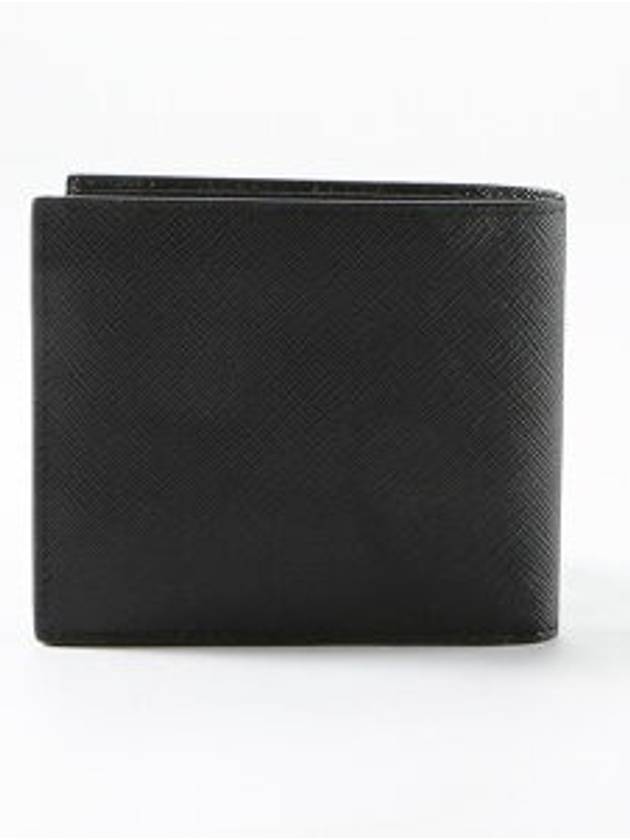 Saffiano Leather Half Wallet Black - PRADA - BALAAN 3