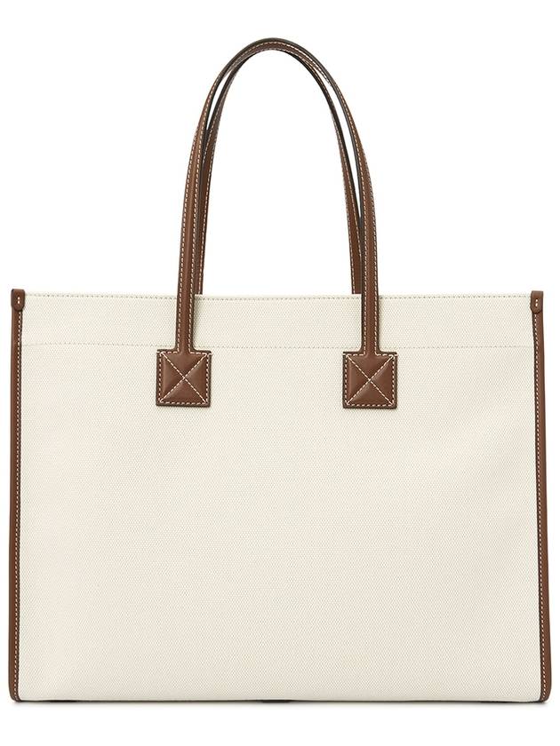 Medium Two-Tone Canvas and Leather Freya Tote Bag Natural Tan - BURBERRY - BALAAN 5