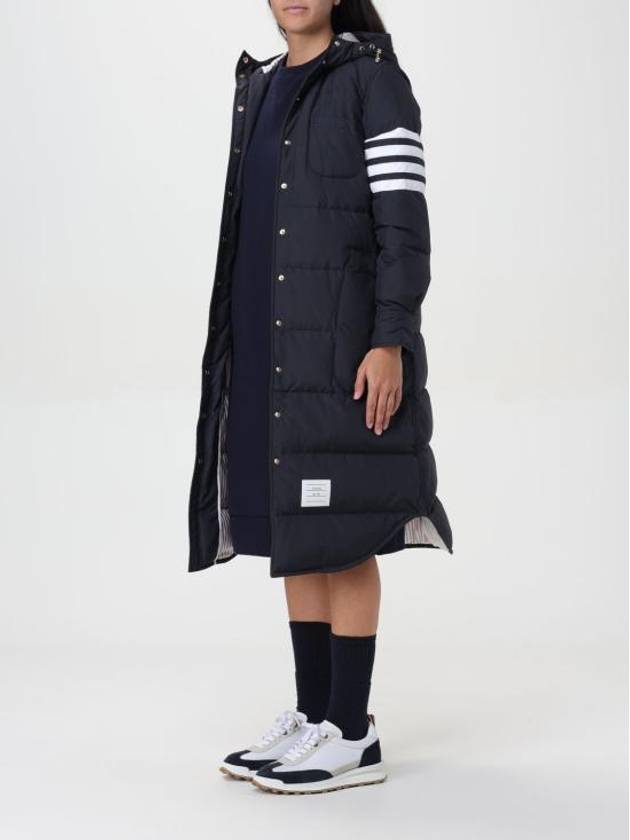 Downfilled Ripstop Classic 4 Striped Hoodie Down Long Padding Navy - THOM BROWNE - BALAAN 5