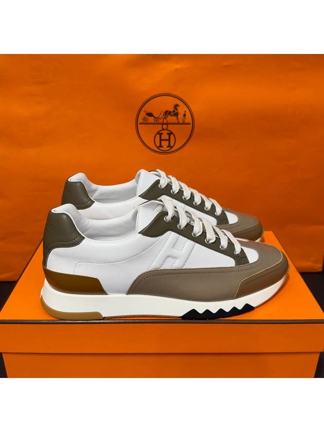 Men's Trail Sneakers Calfskin Brown White - HERMES - BALAAN 2