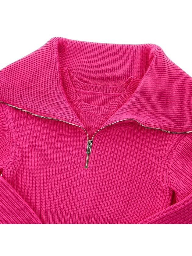 Risoul zipper crop knit top pink - JACQUEMUS - BALAAN.