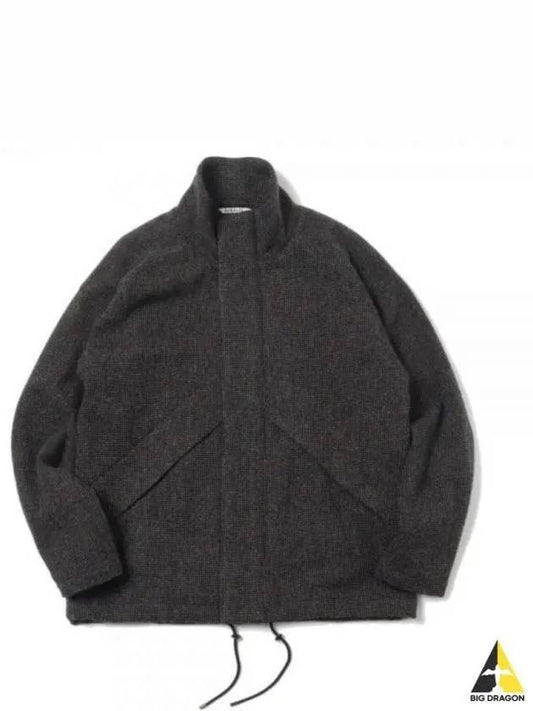 High neck wool tweed blouson jacket charcoal A22AB01DT - AURALEE - BALAAN 1
