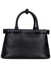 Double Belt Buckle Large Leather Handles Tote Bag Black - PRADA - BALAAN 6