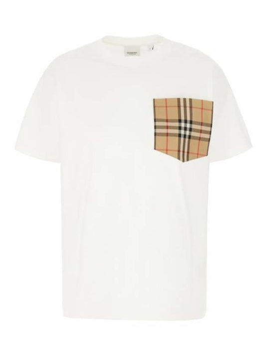 Check Pocket Crew Neck Cotton Short Sleeve T-shirt White - BURBERRY - BALAAN 1