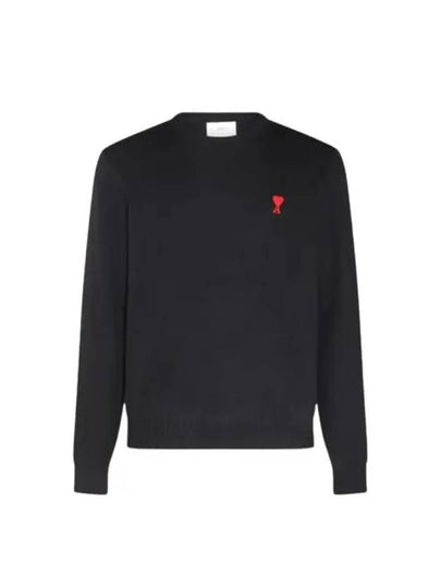 Heart Logo Patch Knit Top Black - AMI - BALAAN 2