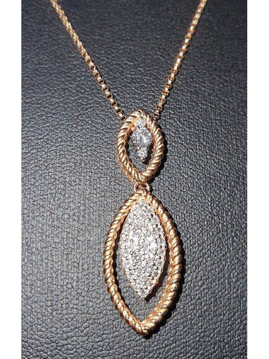 New Barocco 18K rose gold diamond pendant Italian chain necklace - ROBERTO COIN - BALAAN 1