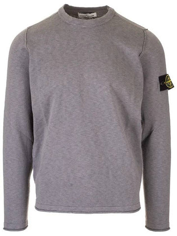 Men's Wappen Patch Round Neck Knit Top Grey - STONE ISLAND - BALAAN 1