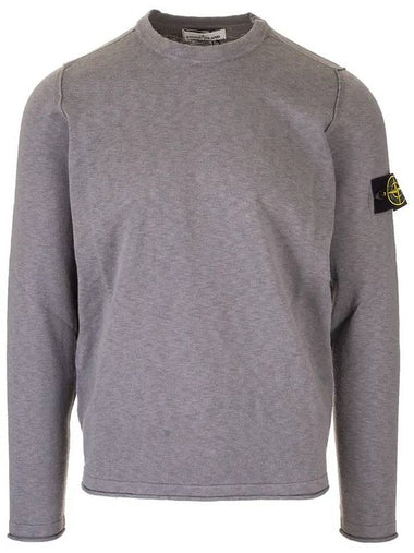 Men's Wappen Patch Round Neck Knit Top Grey - STONE ISLAND - BALAAN 1