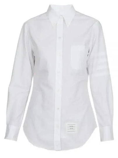 Diagonal Stripe Satin Weave Supima Oxford Shirt White - THOM BROWNE - BALAAN 2