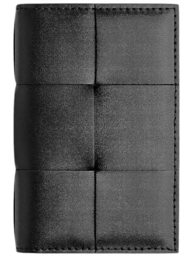 Intrecciato Cassette Leather Flap Card Wallet Black - BOTTEGA VENETA - BALAAN 2