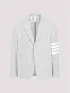 Striped Single Breasted Blazer Jacket Grey - THOM BROWNE - BALAAN 2