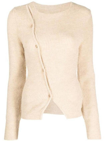 La Maille Pau Asymmetric Cardigan Light Beige - JACQUEMUS - BALAAN 1