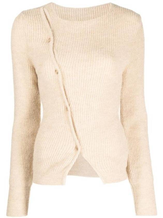 La Maille Pau Asymmetric Cardigan Light Beige - JACQUEMUS - BALAAN 1