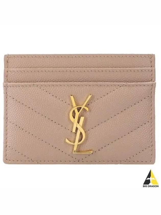 Gold Hardware Matelasse Caviar Leather Card Wallet Dark Beige - SAINT LAURENT - BALAAN 2