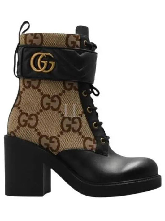 Women's Double G Canvas Middle Boots Camel - GUCCI - BALAAN 2