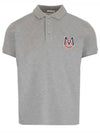 Monogram Logo Patch Short Sleeve PK Shirt Gray - MONCLER - BALAAN.