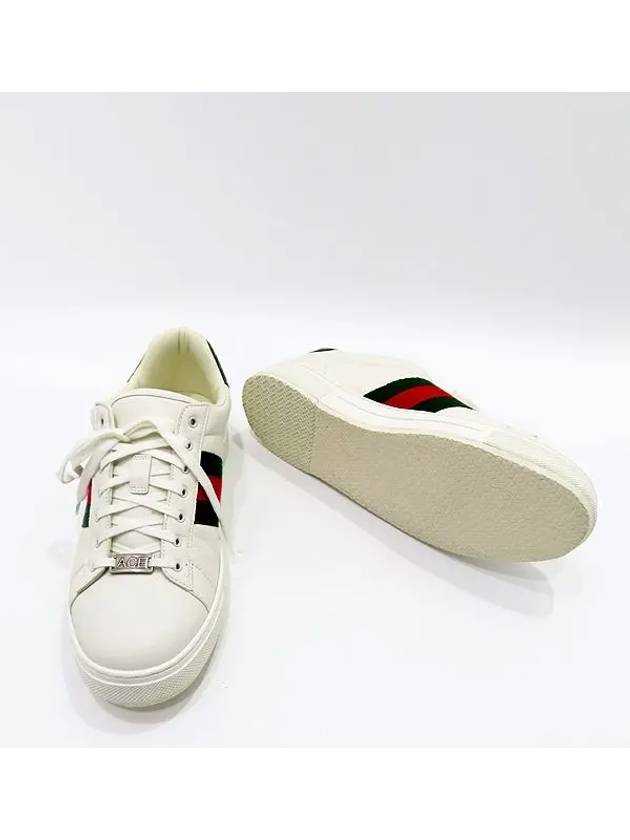 757892 White Color Leather ACE WEB Men s Sneakers 8 270MM - GUCCI - BALAAN 3