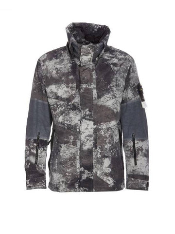 Dissolving Grid Camo Econyl Regenerated Nylon Hooded Jacket Grey - STONE ISLAND - BALAAN 1