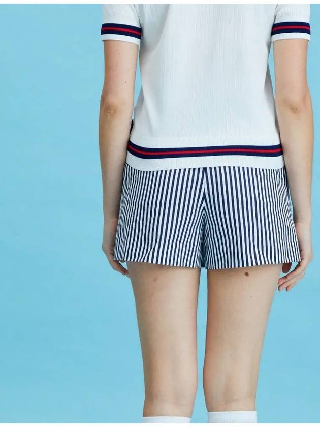 Striped Cotton Shorts OF5713LANAVY - ONOFF - BALAAN 5