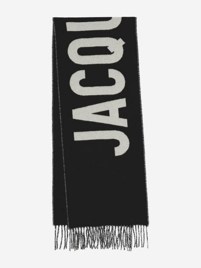 Lecharpe Fringe Logo Virgin Wool Muffler Black - JACQUEMUS - BALAAN 2