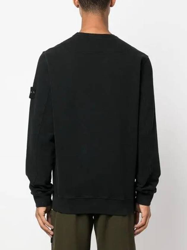 Brushed Cotton Fleece Garment Dyed Crewneck Sweatshirt Black - STONE ISLAND - BALAAN 4