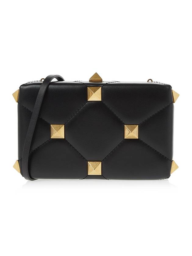 Roman Studded Leather Clutch Bag Black - VALENTINO - BALAAN 2