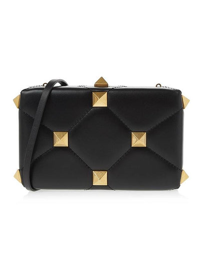 Roman Studded Leather Clutch Bag Black - VALENTINO - BALAAN 2