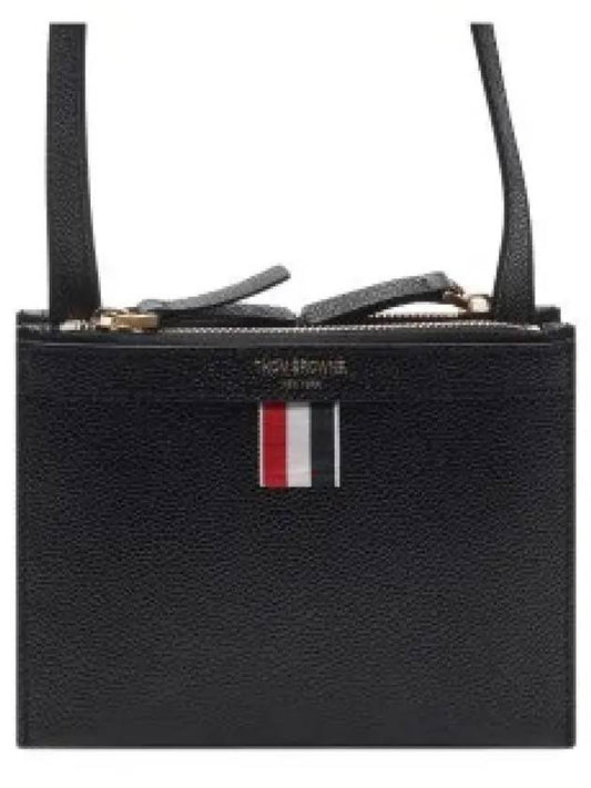 Document Holder Pebble Grain Leather Mini Cross Bag Black - THOM BROWNE - BALAAN 2