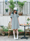 Stripe Collar Summer Short Dress Green - METAPHER - BALAAN 4