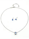 Una Millenia Octagon Earrings Necklace Set Blue Silver - SWAROVSKI - BALAAN 2