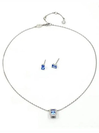 Una Millenia Octagon Earrings Necklace Set Blue Silver - SWAROVSKI - BALAAN 2