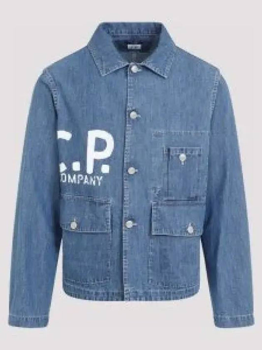 Logo Print Denim Jacket Blue - CP COMPANY - BALAAN 2