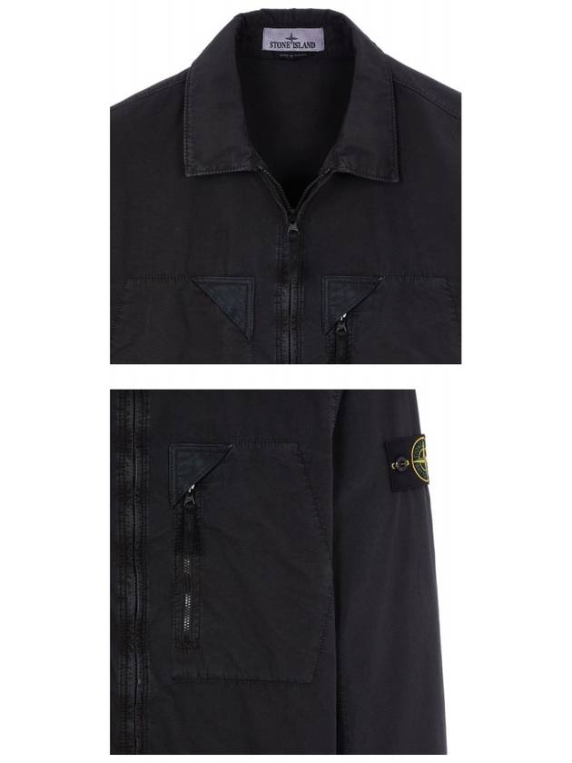 Wappen Patch Old Treatment Zip-Up Overshirt Charcoal - STONE ISLAND - BALAAN 6