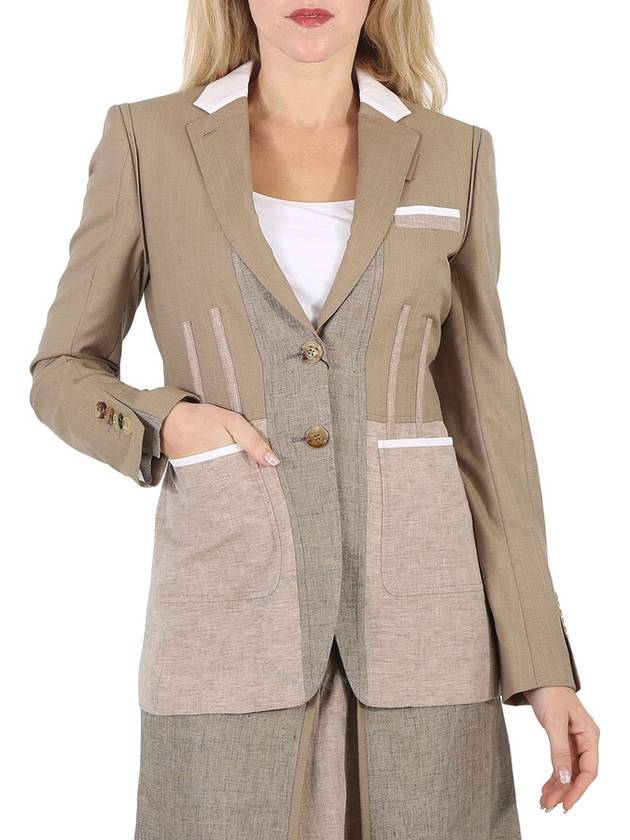 Women's Tape Detail Mix Media Jacket Pecan Melange - BURBERRY - BALAAN 2