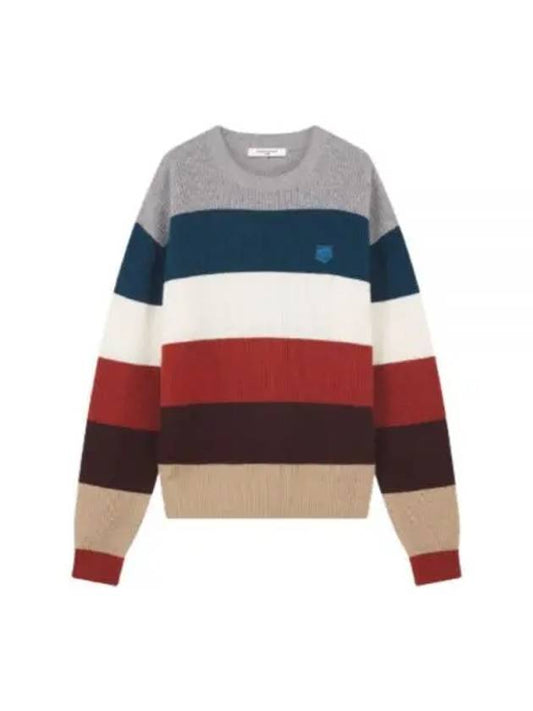 Foxhead Patch Striped Comfort Shibori Knit Top - MAISON KITSUNE - BALAAN 2