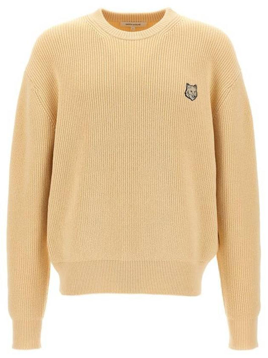 Bold Fox Head Patch Comfort Knit Top Beige - MAISON KITSUNE - BALAAN 1