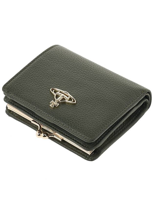 Grain Leather Frame Half Wallet Dark Green - VIVIENNE WESTWOOD - BALAAN 5