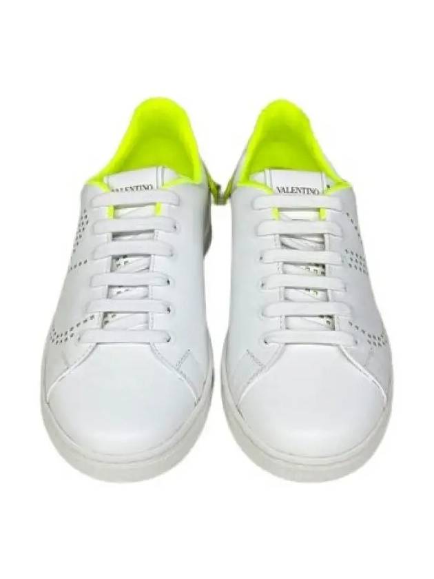 V Logo Low Top Sneakers White Lime - VALENTINO - BALAAN 5