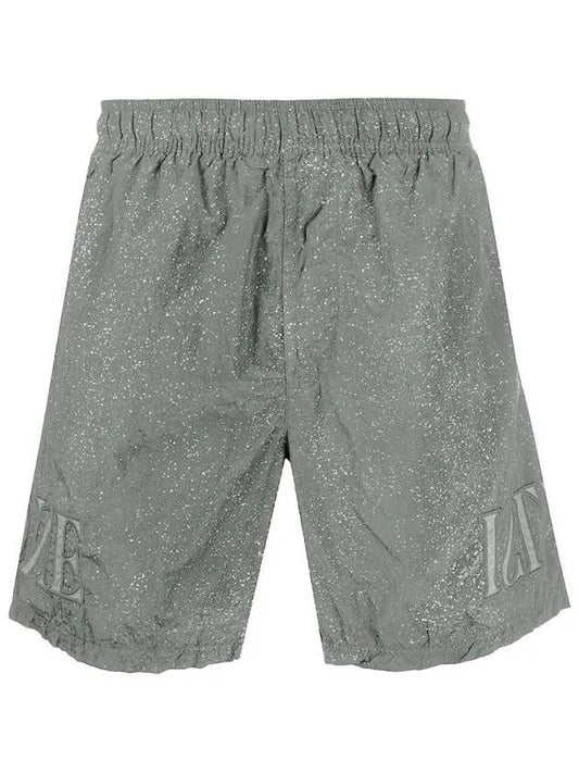 Embroidered Logo Swim Shorts Grey - STONE ISLAND - BALAAN 2