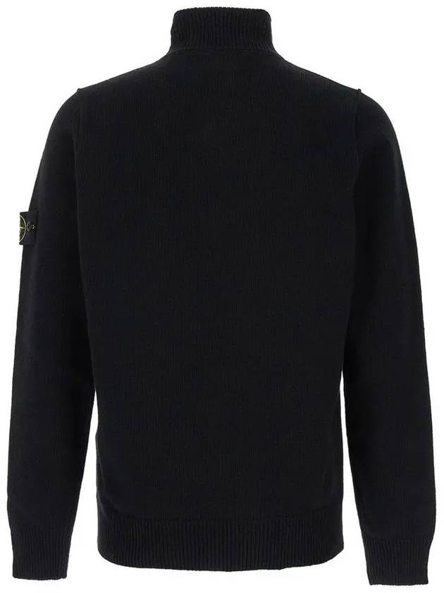 Wappen Patch Half Button Lambswool Knit Top Black - STONE ISLAND - BALAAN 3