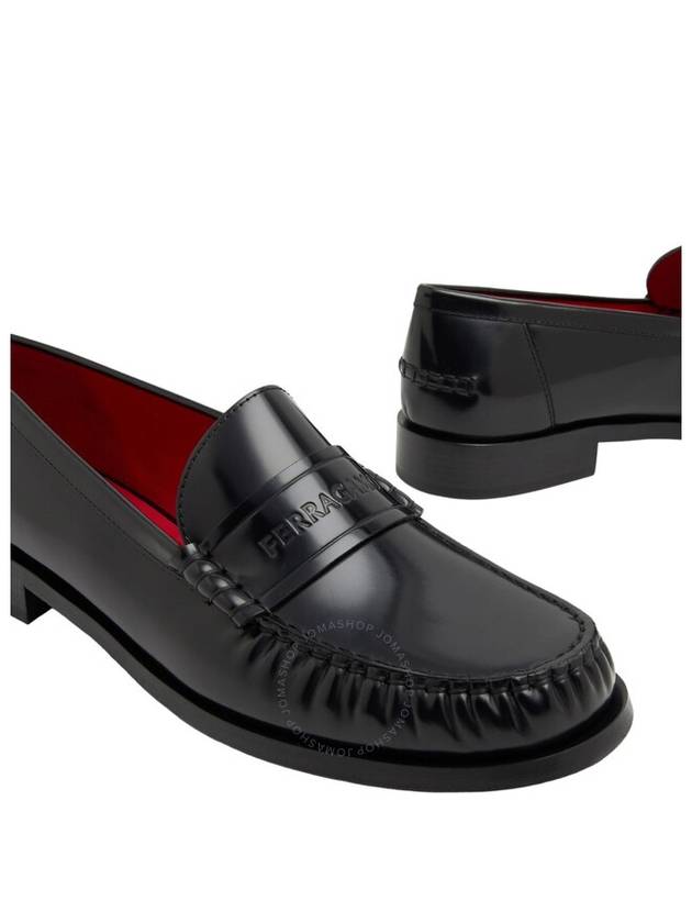 Logo Leather Loafers Black - SALVATORE FERRAGAMO - BALAAN 3