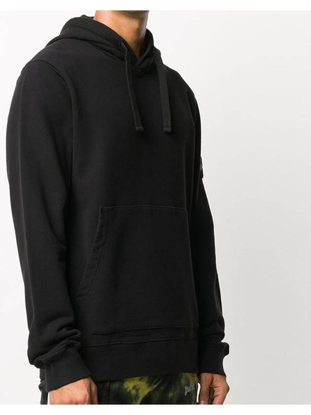 Wappen Patch Cotton Fleece Hoodie Black - STONE ISLAND - BALAAN 4