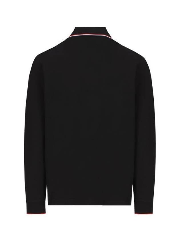 Logo Patch Cotton Long Sleeve Polo Shirt Black - MONCLER - BALAAN 3