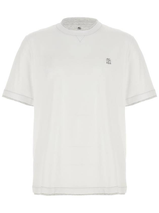 Embroidery Logo Short Sleeve T-Shirt White - BRUNELLO CUCINELLI - BALAAN 2