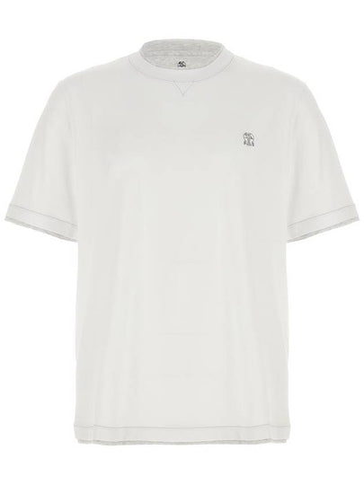 Embroidery Logo Short Sleeve T-Shirt White - BRUNELLO CUCINELLI - BALAAN 2