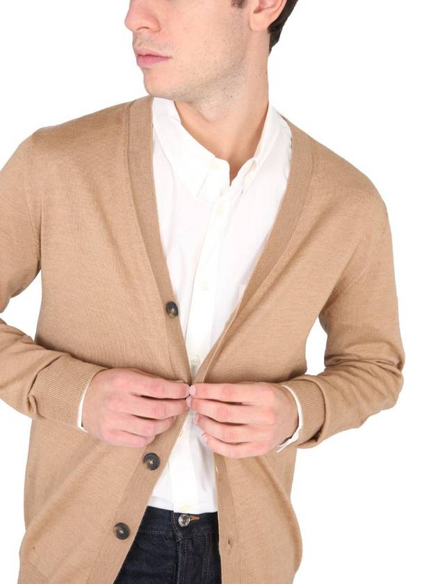 Samuel V-Neck Wool Cardigan Beige - A.P.C. - BALAAN 5