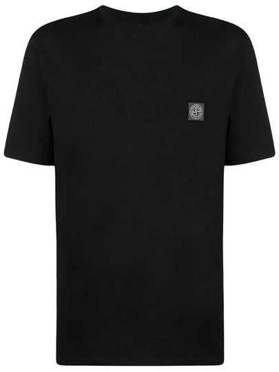 Pisato Effect Logo Patch Short Sleeve T-Shirt Black - STONE ISLAND - BALAAN 2